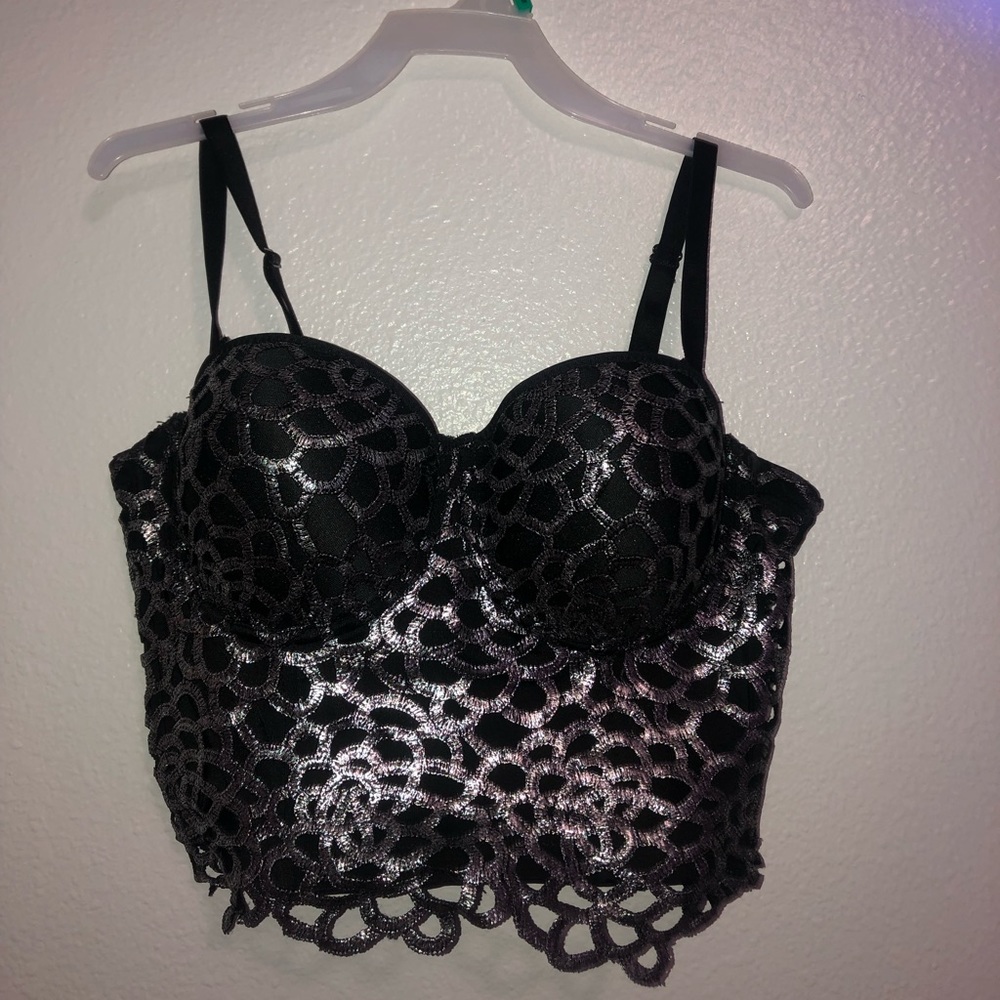 Black and silver bralette/ crop top